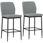 HOMCOM Set de 2 Taburetes Altos con Tapizado Aterciopelado y Patas de Acero para Cocina Comedor Barra 41x52x97 cm Gris