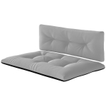 Outsunny Palettenkissen 2er Set Sitzkissen Palettenpolster mit Getuftetem Design Rückenlehne 120 x 77 x 10 cm Hellgrau