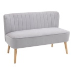 HOMCOM Modern Velvet Double Seat Sofa w/ Wood Frame Foam Padding High Back Soft Comfortable Compact Couch Light Grey