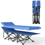 Outsunny Opvouwbaar Campingbed met Matras Hoofdkussen Zijvak 185 x 68 x 37 cm tot 150 kg Donkerblauw