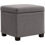 HOMCOM Storage Ottoman Bench, Corduroy Footstool with Removable Lid and Legs, 40cm Storage Chest Box for Living Room, Bedroom, Hallway, Grey
