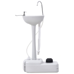 Outsunny Lavatório Portátil para Campismo com Depósito de Água de 17L Dispensador de Sabão e 2 Rodas 51x33,5x103 cm Cinza Claro