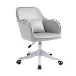 Vinsetto Velvet Office Chair, Desk Chair, Makeup Vanity Chair with Massage Lumbar Pillow and Rolling Wheels for Bedroom and Home, Grey
