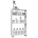 HOMCOM Cărucior de Bucătărie cu 3 Nivele, Bare Laterale, 4 Roți și 2 Frâne, 45x15x80 cm, Alb