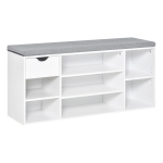 HOMCOM Shoe Storage Bench with Cushion - White