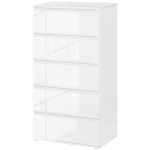 HOMCOM Komoda Sideboard z 5 szufladami, 55 cm szer x 34 cm gł x 100 cm wys, Biała