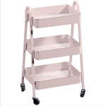 HOMCOM Three-Tier Storage Trolley - Pink