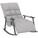 HOMCOM Poltrona Baloiço com Encosto e Apoio para os Pés Ajustáveis e Estofada em Microfibra com Bolso para Sala 60x134x70 cm Cinzento