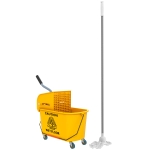 HOMCOM Balde de Limpeza com Esfregona e Rodas Capacidade de 20 L Sistema de Escurridor e Pega de Transporte 45x26,5x70 cm Amarelo