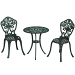 Outsunny Ensemble bistrot pour jardin en aluminium salon de jardin 3 pièces 2 chaises + table ronde imitation fer forgé