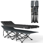 Outsunny Lit de camping pliable avec matelas robuste et portable avec sac de transport et pieds antidérapants, noir