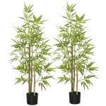 HOMCOM Plante artificielle Bambou arbre artificiel hauteur 120 cm avec pot, décoration interieur, très réaliste