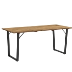 Outsunny Masă de grădină dreptunghiulară pentru 6 persoane cu orificiu pentru umbrelă, lemn și oțel, 175x80x75 cm, maro