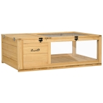 PawHut Maison enclos cage habitat pour petit animal tortues avec 2 espaces 91 x 60,5 x 32 cm bois massif jaune clair