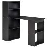 HOMCOM Birou PC din Lemn cu 6 Rafturi Laterale pentru Depozitare, 120x55x120 cm, Negru