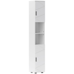 kleankin Line Embossed Tall Bathroom Storage Cabinet - White