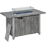 Outsunny 50,000 BTU Gas Fire Pit Table with Cover and Glass Screen - Grey
