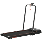 HOMCOM Foldable Walking Treadmill, with LED Display and Wheels, for Home, Office, Gym, Red