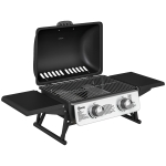 Outsunny Barbacoa de Gas Compacta con 2 Quemadores Termómetro Estantes Laterales Plegables y Bandeja de Goteo 101x48x41 cm Negro