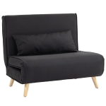 HOMCOM Fotoliu Pat Individual 3 în 1 cu Spătar Reglabil pe 6 Nivele și Pernă, Canapea Pat Pliant, 94x78x80 cm, Negru
