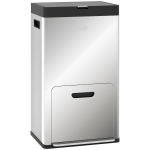 HOMCOM Coș de gunoi cu 3 compartimente de 56L cu suport pentru deodorant, din oțel și PP, 45.7x35.8x76 cm, argintiu
