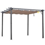 Outsunny Pergolă pentru Grădină 3x3 m cu Acoperiș Retractabil Anti-UV și Cadru din Aluminiu, Gri