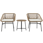 Outsunny Set de Grădină 3 Piese din Ratan PE și Oțel cu 2 Scaune cu Perne și Masă Rotundă, Multicolor