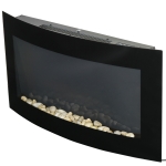 HOMCOM Șemineu Electric Încorporat cu Lumină LED în 7 Culori, Temperatură 15-30°C și Telecomandă, 89,2x13,5x48 cm, Negru