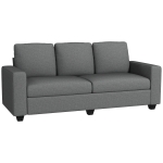 HOMCOM Canapea 3 locuri din material textil cu perne capitonate și tapițerie cu efect de in, 237x94x102cm, gri