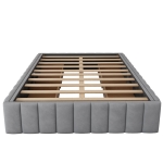 Letto Matrimoniale Moderno con Rete a Doghe, Design Minimalista, senza Testiera e Materasso, 4 Cassetti Contenitori, 218x149x35 cm, Grigio