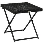 Outsunny Table basse pliable de jardin style cosy chic dim. 40L x 40l x 40H cm acier résine tressée noir
