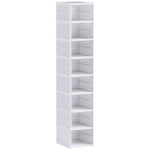 HOMCOM Lot de 8 boîtes à chaussures pliables en plastique empilables avec couvercles, pour pointure jusqu'à 43, blanc