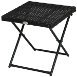 Outsunny Table basse pliable de jardin style cosy chic dim. 40L x 40l x 40H cm acier résine tressée noir