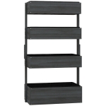 Outsunny Four-Tier Basket Wooden Plant Stand - Grey