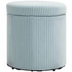 HOMCOM Puff de Arrumação Baú de Arrumação Redondo Estofado em Veludo Cotelê  Tampa Removível Ø40x41 cm Azul Claro