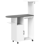 HOMCOM Estación de Planchado con Ruedas Barra para Ropa Tabla de Planchar 127,5x43,5x153 cm Blanco