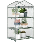 Outsunny Serre de jardin avec étagères 3 niveaux, serre de balcon, bâche renforcée PVC, châssis en acier, porte zippée enroulable, pour légumes plantes fleurs, 69 x 49 x 125 cm, transparent