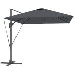 Outsunny Umbrelă de Grădină 2.5x2.5 m cu Braț, Rotativă la 360° cu Manivelă și Bază în Formă de Cruce, Gri Închis