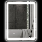 HOMCOM Miroir de salle de bain rectangulaire LED fonction anti-buée luminosité réglable fonction mémoire 70 x 90 cm argent