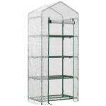 Outsunny Invernadero de Jardín con 4 Estantes y Cubierta de PE 140g/m² Tipo Caseta de Tubo Acero Vivero Casero para Cultivo de Plantas Flores Macetas Balcón Terraza 70x50x160 cm Blanco