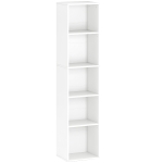 HOMCOM Bibliothèque étagère de rangement 5 niveaux avec étagères réglables pour salon, chambre, bureau, 30x24x133,5cm, blanc