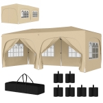 Outsunny Pop-Up-Pavillon 3x3 M – Mit Seitenwänden, UV-Schutz UPF50+ & Tragetasche Für Garten & Events