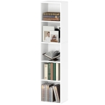 HOMCOM Bibliothèque étagère de rangement 5 niveaux avec étagères réglables pour salon, chambre, bureau, 30x24x133,5cm, blanc