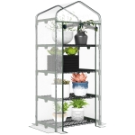 Outsunny Serre de jardin avec étagères 4 niveaux, serre de balcon, bâche renforcée PVC, châssis en acier, porte zippée, pour légumes plante fleurs, intérieur et extérieur, 70x50x160cm, transparente