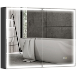 HOMCOM Badkamerspiegel met Kast en LED-Verlichting, 600x800 mm, Zwart, Anti-Condens Pad, Drie Kleurtemperaturen