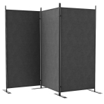 Outsunny Paravento da Esterno a 3 Pannelli Pieghevole e Regolabile, in Poliestere e Metallo, 252x44x176 cm, Grigio Carbone