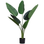 Outsunny Planta de Decoración Artificial de Palma Árbol Realista con Maceta 7 Hojas para Interior Ø15x120 cm Verde