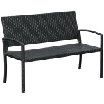 Outsunny Banco Jardim Lounge Cadeira 2 Lugares Móveis para Jardim Exterior Terraço 2 Lugares Rattan Sintético Carga 320kg 122x60x87cm Estrutura Aço