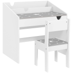 AIYAPLAY Conjunto de Secretária e Cadeira para Crianças com Gaveta Amovível e Compartimento para Dormitório Sala de Jogos Cinza e Branco