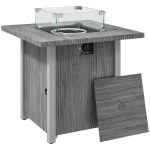 Outsunny 50,000 BTU Gas Fire Pit Table, with Cover - Dark Grey